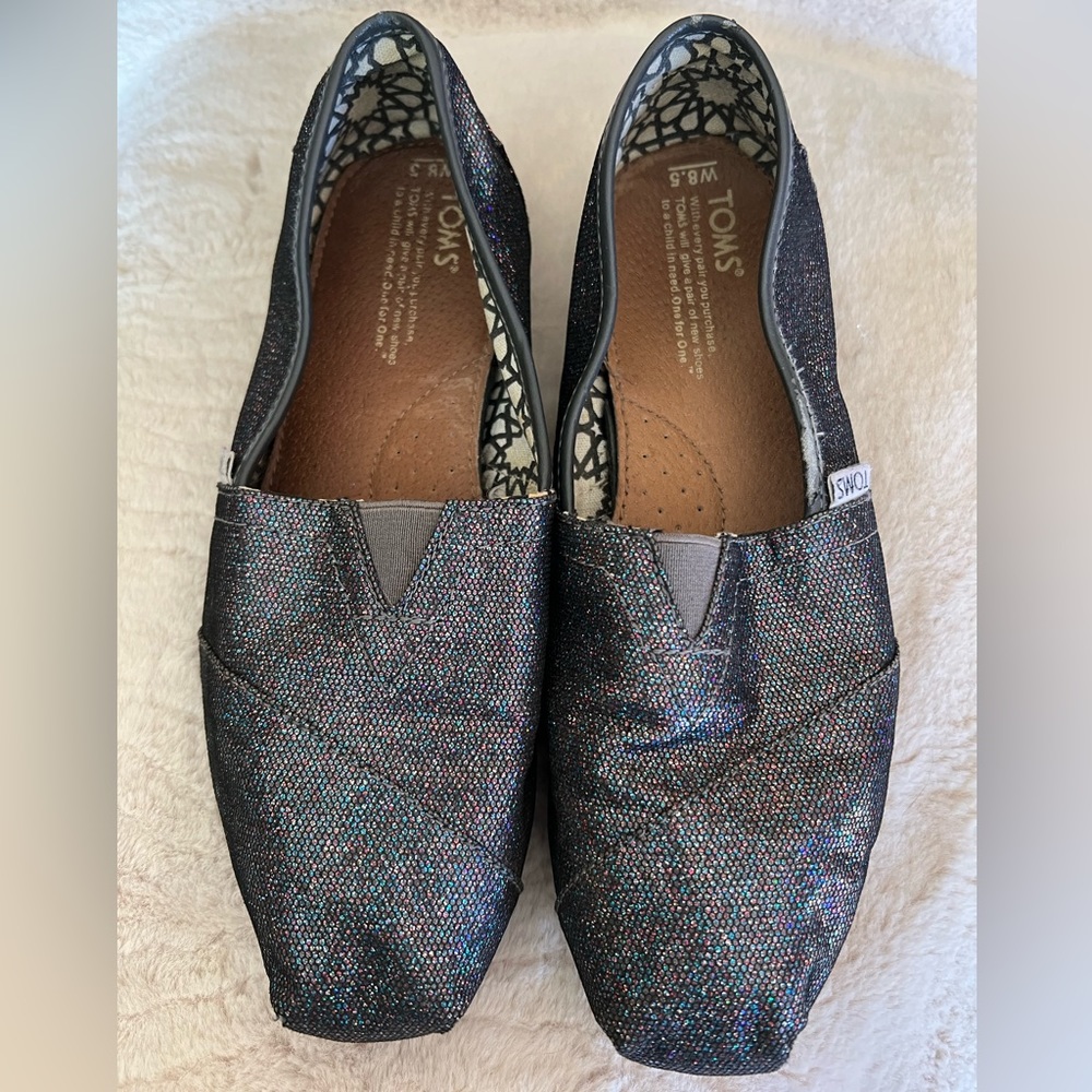 Size 9 Black Sparkle Toms